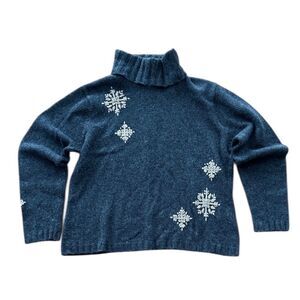Sonoma Gray Embroidered Snowflake Turtleneck Sweater Women's Size XL Petite